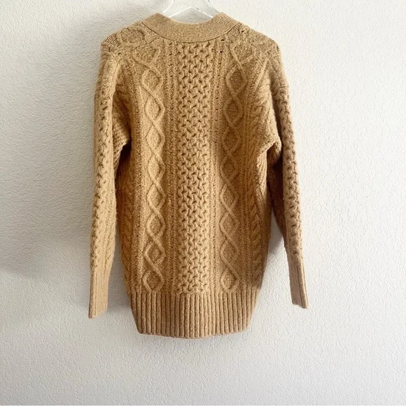 J.CREW Cable Knit Stretch Cardigan Sweater Tan XS Wool Blend - Picture 11 of 12